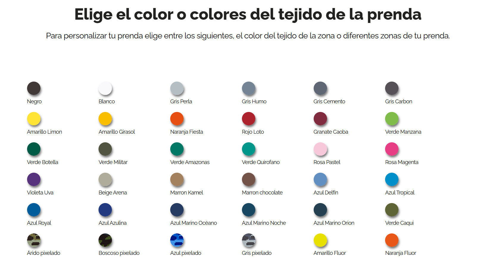 COLORES DISPONIBLES